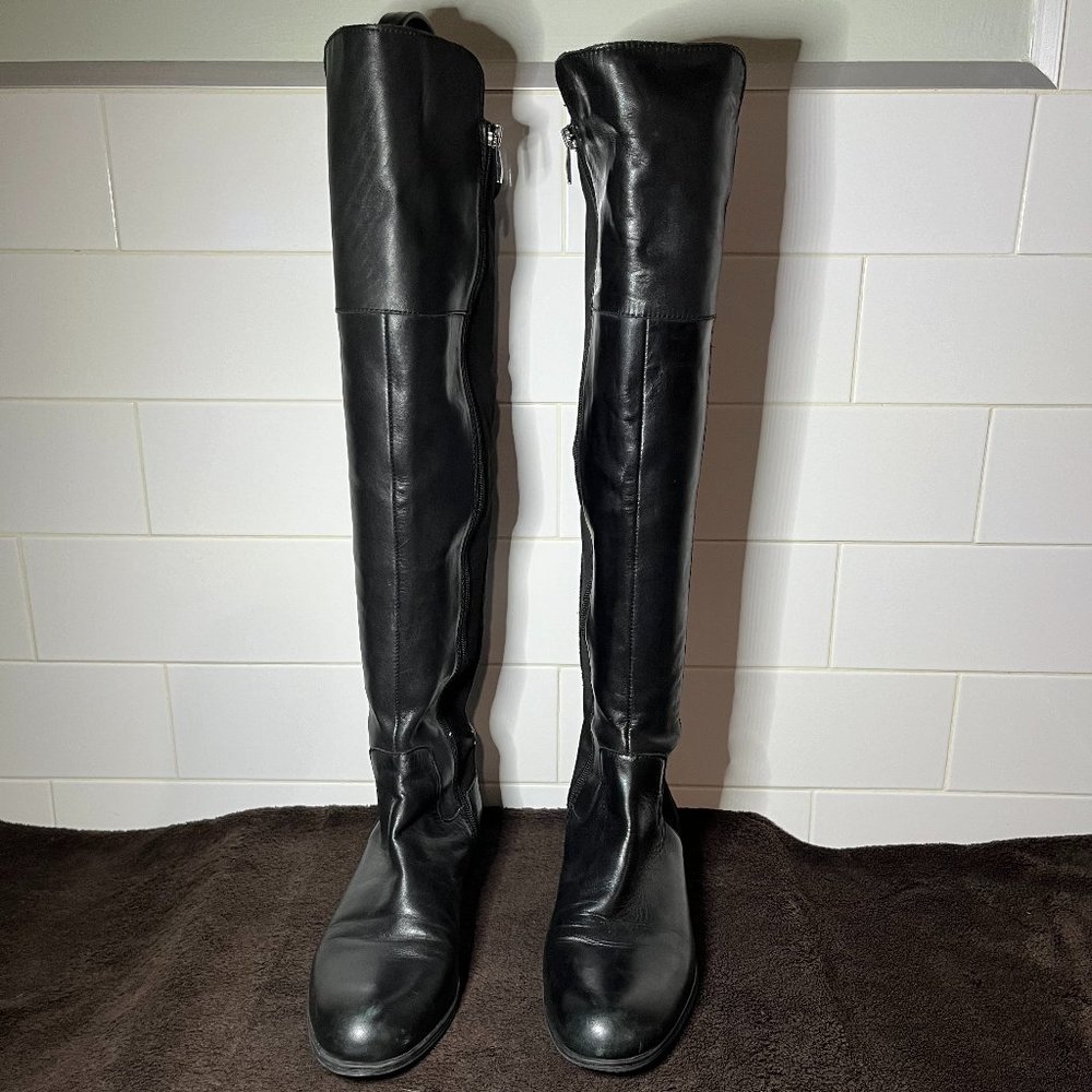 Franco Sarto Over the Knee Elasticized Back Comfort Fit Women Boots Black